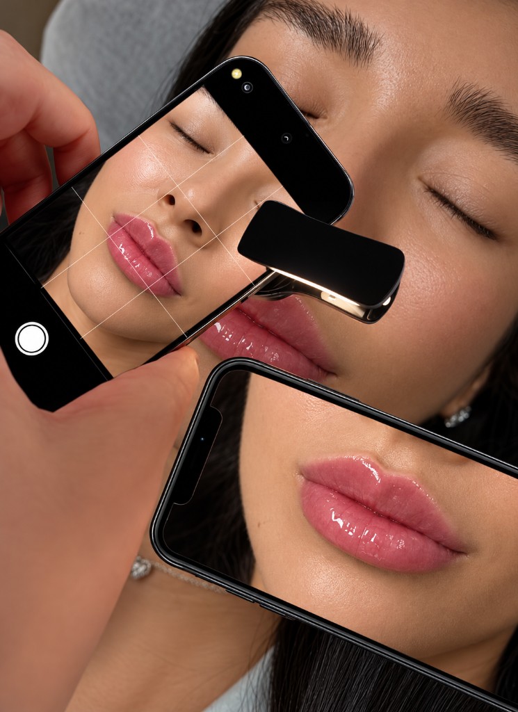 Two phones showing lip close-ups